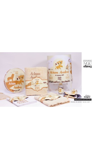 Trusou botez cu leu, brodat de inspiratie exotica, jungla, animale Micul Pui Leu 31